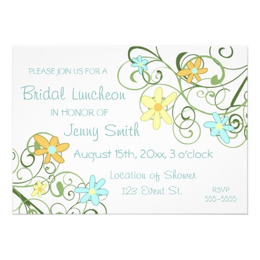 Garden Flowers Bridal Luncheon Invitation Cards
