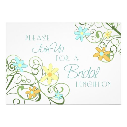 Garden Flowers Bridal Luncheon Invitation Cards
