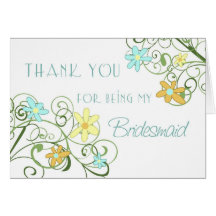 Garden Flowers Thank You Bridesmaid Card