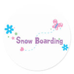 Garden Flutter Snow Boarding Round Stickers