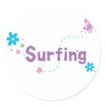 Garden Flutter Surfing Round Stickers