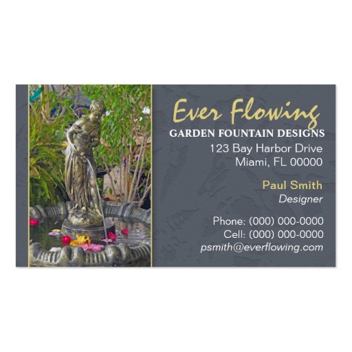 Garden Fountain Business Card (front side)