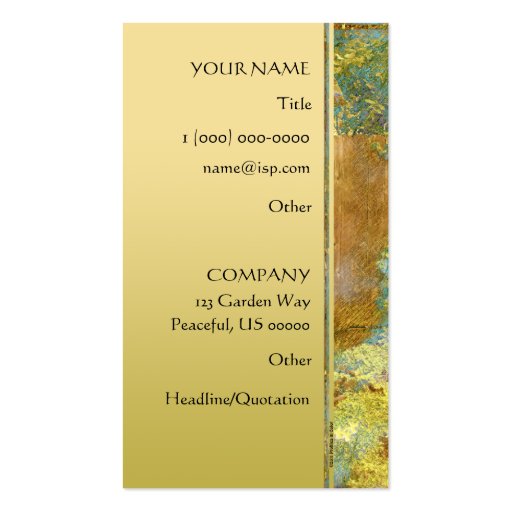 Garden Gate in Turquoise, Gold, and Green Business Card (back side)