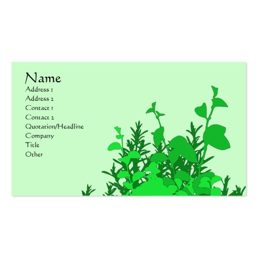 Garden Green Business Cards (front side)