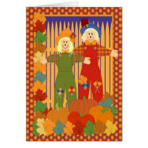 Garden halloween scarecrow card