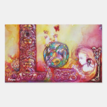 GARDEN OF THE LOST SHADOWS, FAERY AND BUTTERFLIES RECTANGLE STICKER