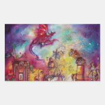 GARDEN OF THE LOST SHADOWS / FLYING RED DRAGON RECTANGULAR STICKERS