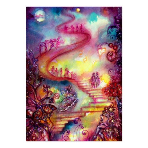 GARDEN OF THE LOST SHADOWS / MAGIC STAIRS pink red Business Card (back side)
