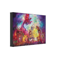 GARDEN OF THE LOST SHADOWS pink green gold wrappedcanvas