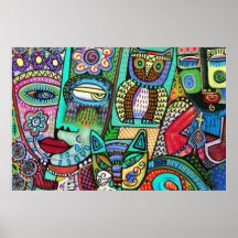 Garden Owl & Cat Posters