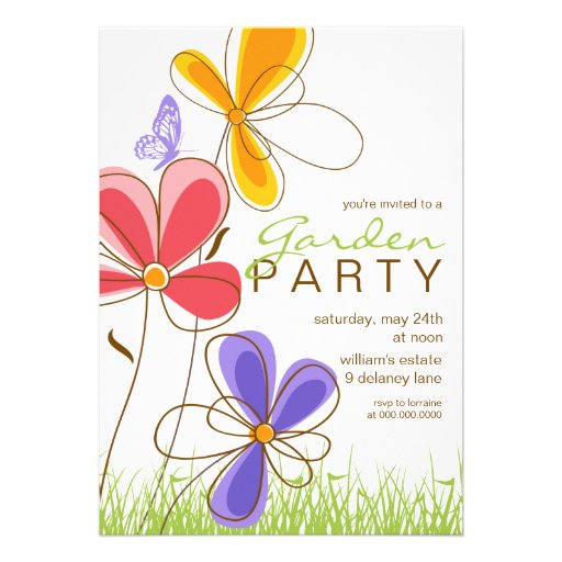 Garden Party | Flowers & Butterfly Invitation