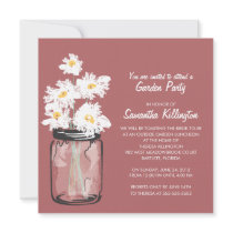 Garden Party Mason Jar & White Daisies Invitation