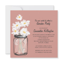 Garden Party Mason Jar & White Daisies Personalized Invites