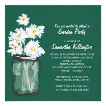 Garden Party Mason Jar & White Daisies Personalized Invitation