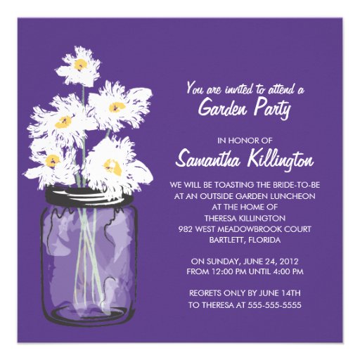 Garden Party Mason Jar & White Daisies Invitation
