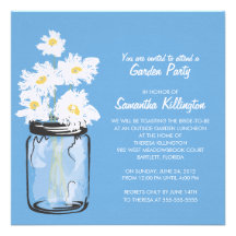 Garden Party Mason Jar & White Daisies Custom Invites