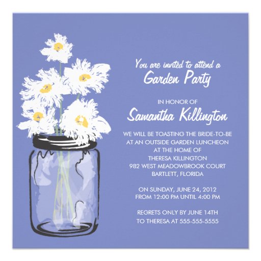 Garden Party Mason Jar & White Daisies Custom Announcement
