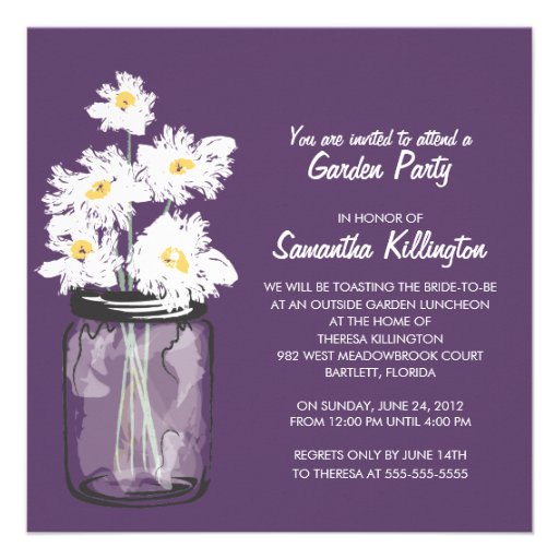Garden Party Mason Jar & White Daisies Personalized Announcements