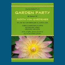 Garden Party Pink and Yellow Water Lily Flower invitations