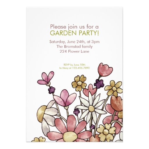 Garden Party Watercolor Flowers Invitation
