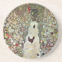 Garden Path with Chickens by Gustav Klimt Beverage Coasters