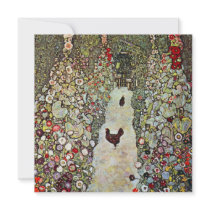 Garden Path with Chickens by Gustav Klimt Personalized Invite