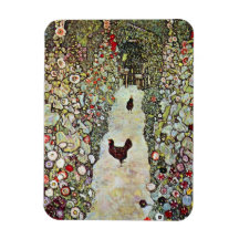 Garden Path with Chickens by Gustav Klimt Magnets
