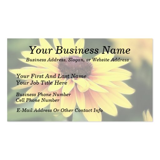 Garden Perfection - Black Eyed Susan Business Cards (front side)