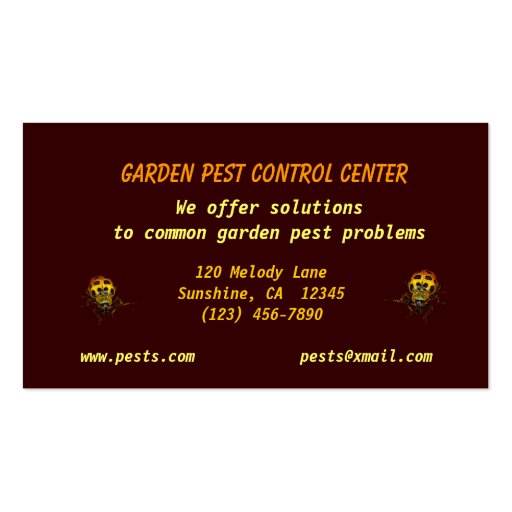 Garden Pest Control Business Card Templates (back side)