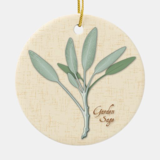 Garden Sage Herb DoubleSided Ceramic Round Christmas Ornament Zazzle