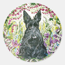 Garden Scottie Round Sticker