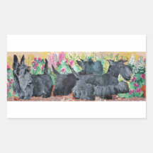 Garden Scottish Terriers Rectangle Sticker