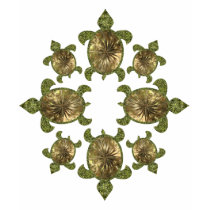 Garden Sea Turtle Pattern 2-Sided Kids' Dark Shirt