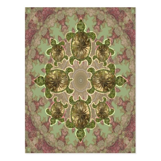Garden Sea Turtle Pattern Postcard