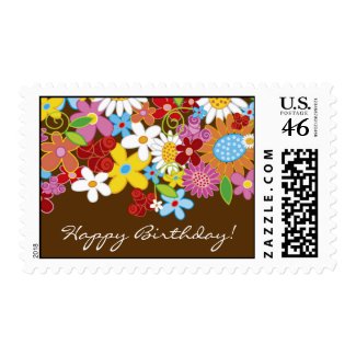 Garden Spring Flowers Birthday / Invitation Stamps stamp