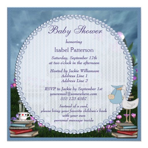 Garden Tea Party Bring A Book Baby Shower Custom Invites