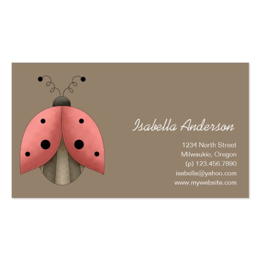 Garden Treasures · Ladybug Business Card (front side)