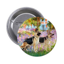 Garden - Two German Shepherds Pinback Buttons