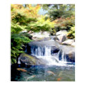 Garden Waterfall with Koi Pond posters