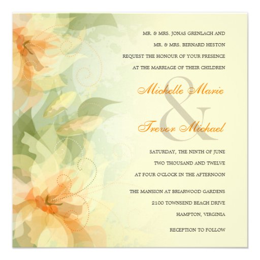 Garden Wedding Invitations - Soft Yellow Floral