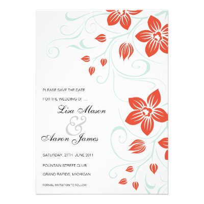Garden Weddings - Orange and Blue save the dates Invitations