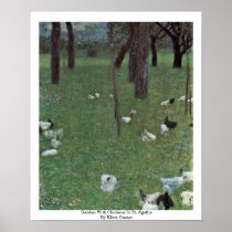 Garden With Chickens In St. Agatha By Klimt Gustav Poster