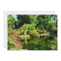 Garden With Statue Freeport Bahamas Personalized Announcements