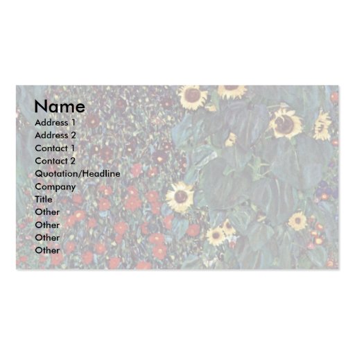 Garden With Sunflowers In The Countryside Business Card (front side)
