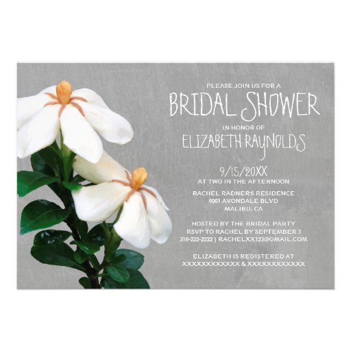 Gardenias Bridal Shower Invitations