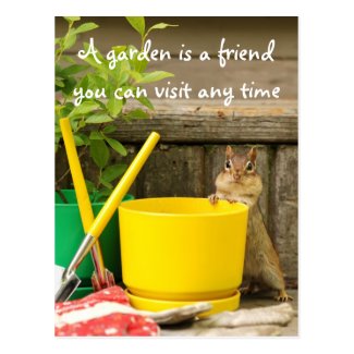 Gardening Chipmunk with Quote Postcard