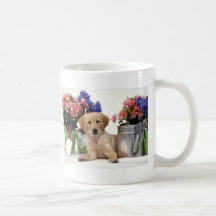 Gardening Golden Retriever Puppy Coffee Mug