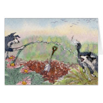 Gardening is Fun! Dogs, hoses, digging Greeting Cards