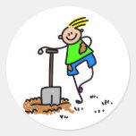 Gardening Kid Round Sticker