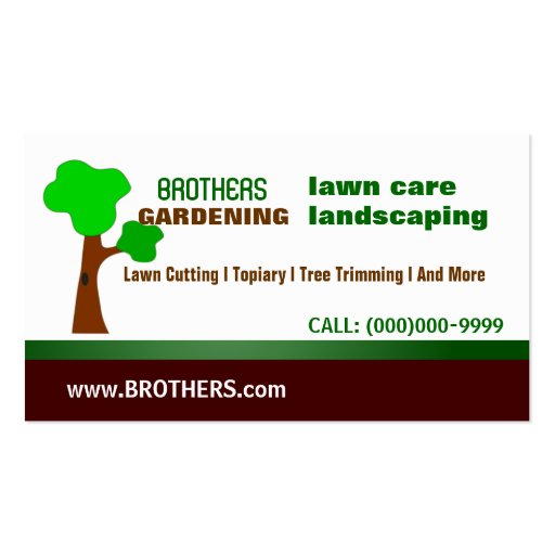 Gardening/Landscaping/Lawn Care/Tree Trimming Business Card (front side)
